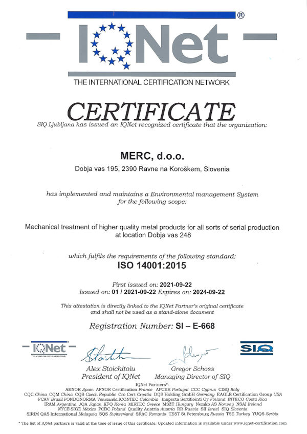  Merc - Certifikat ISO 14001 