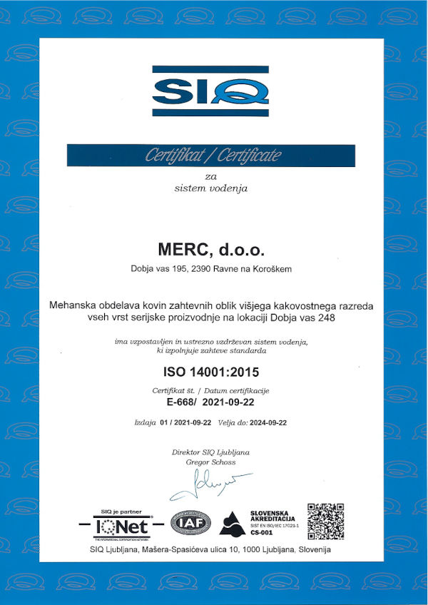  Merc - Certifikat ISO 14001 